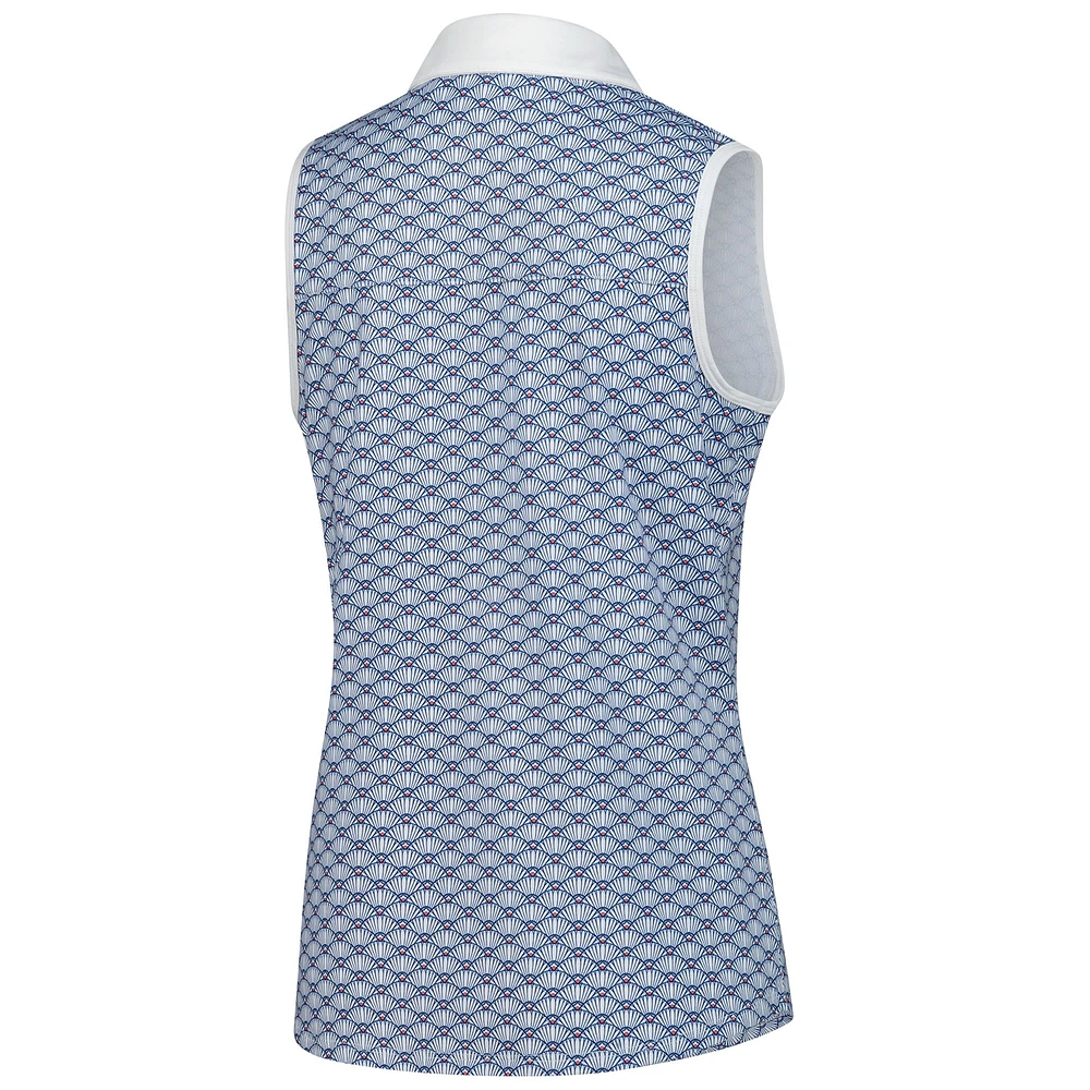 Polo sans manches Puma Cognizant Classic CLOUDSPUN blanc à motif festonné pour femme