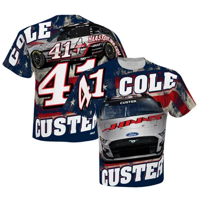 Cole Custer Stewart-Haas Racing Team Collection Haas Tooling Sublimated Patriotic Total Print T-Shirt - White