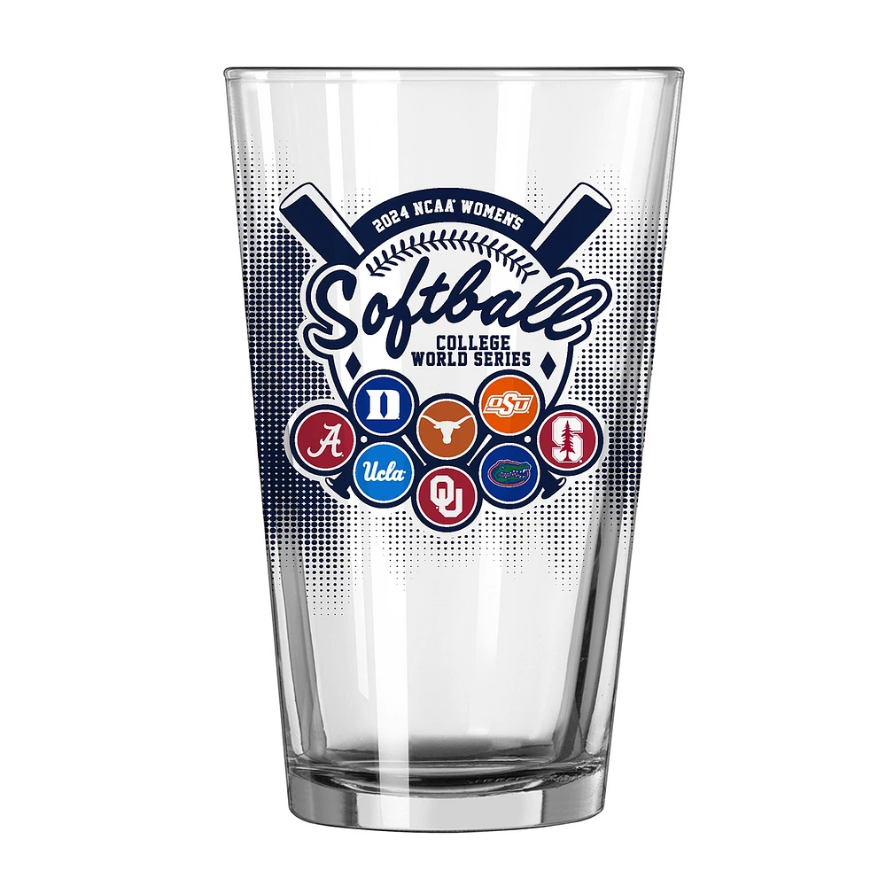 Série mondiale universitaire de softball féminin NCAA 2024 16oz. Verre à pinte