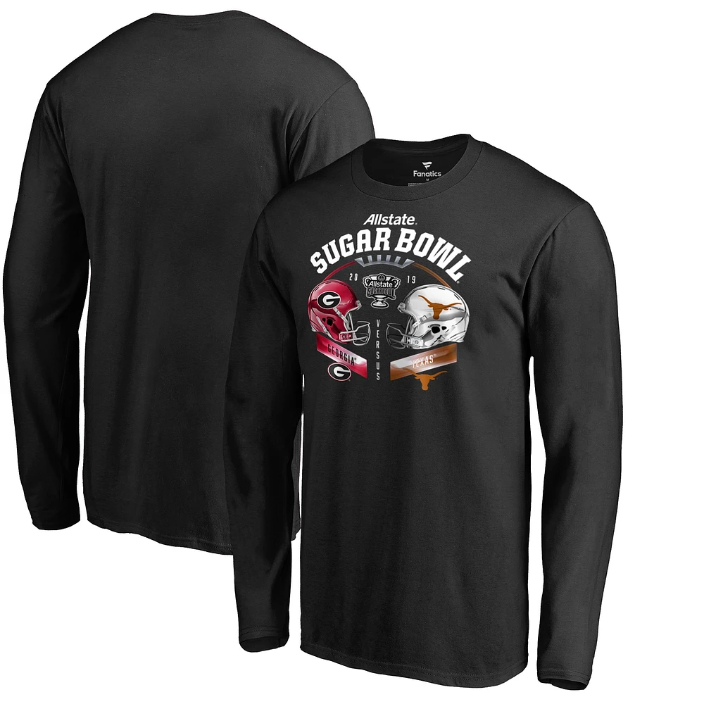 T-shirt à manches longues Fanatics Black Georgia Bulldogs vs. Texas Longhorns Matchup Sugar Bowl 2019 Encroachment pour hommes