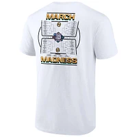 T-shirt blanc Fanatics pour hommes, tournoi de basket-ball NCAA 2022 March Madness Team Bracket