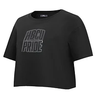 Women's Pro Standard Black HBCU Triple Back Boxy Cropped T-Shirt