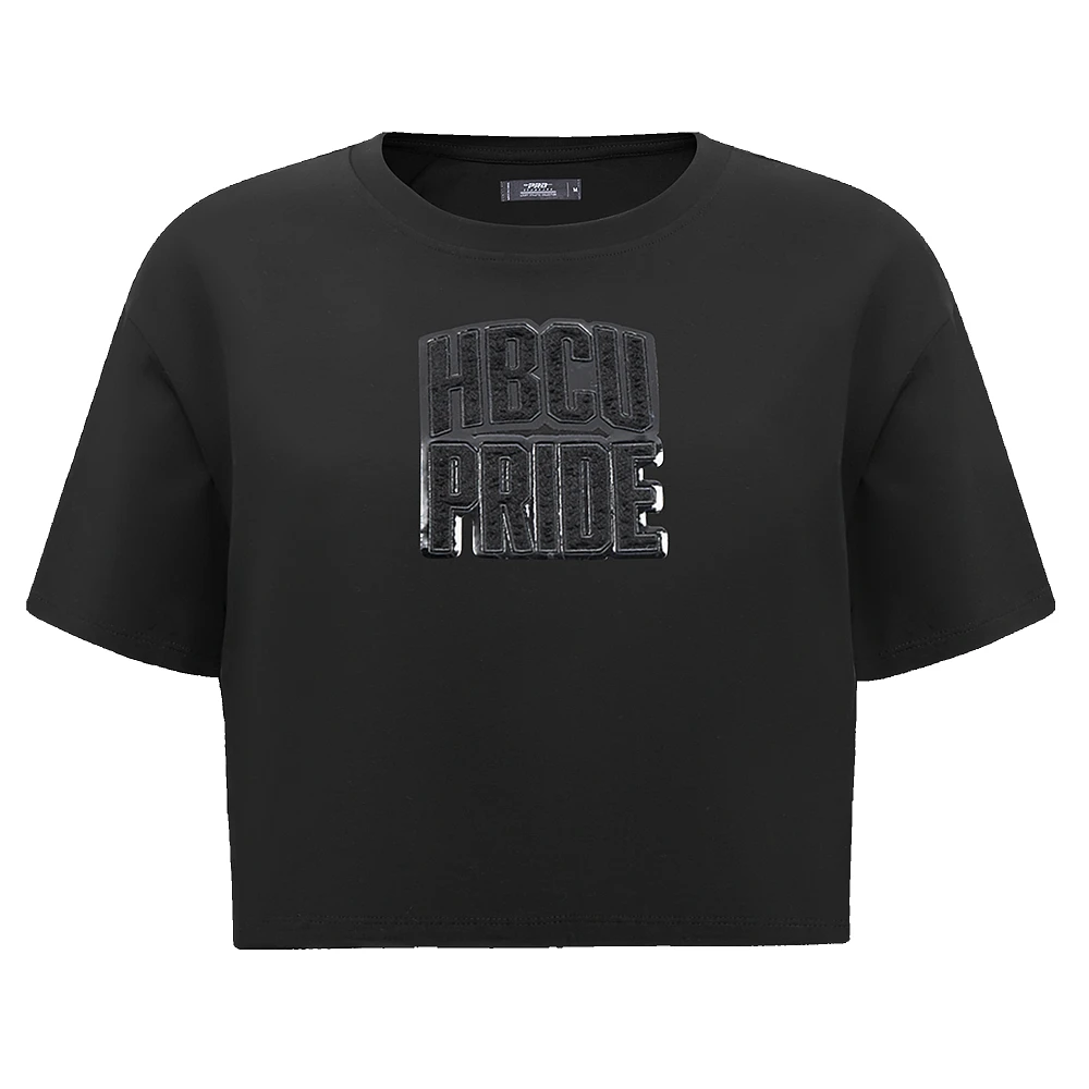 Women's Pro Standard Black HBCU Triple Back Boxy Cropped T-Shirt