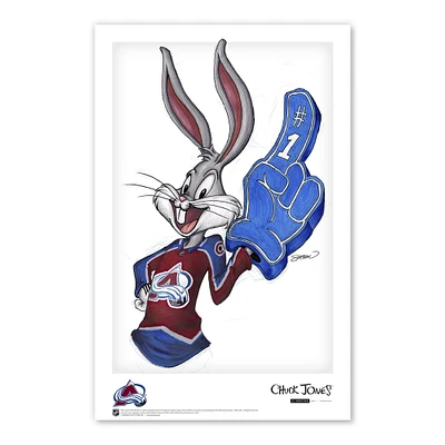 Affiche imprimée de Bugs Bunny Colorado Avalanche 11" x 17" Looney Tunes