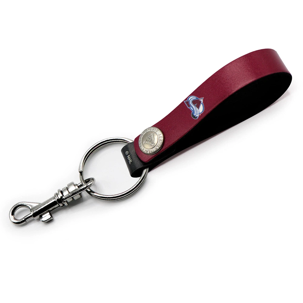 Burgundy Colorado Avalanche Personalized Leather Loop Keychain