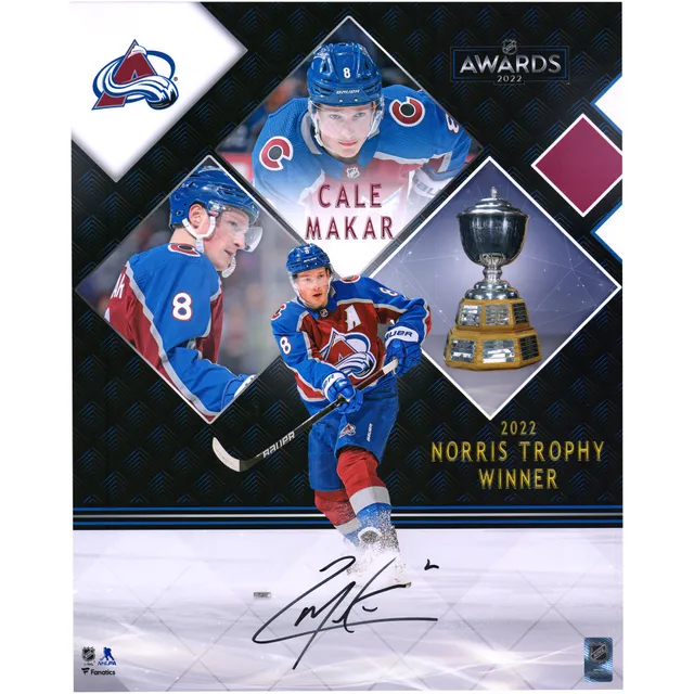 Cale Makar Colorado Avalanche Fanatics Authentic Autographed 16 x 20  White Jersey Skating Photograph