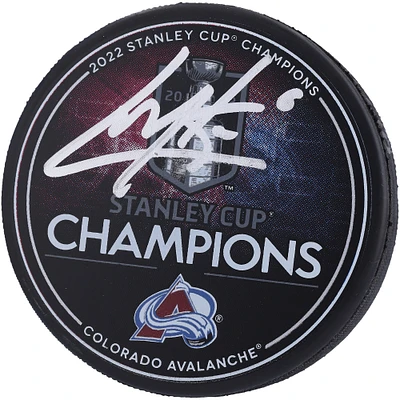Rondelle de hockey autographiée par Cale Makar, champion de la Coupe Stanley 2022 de l'Avalanche du Colorado