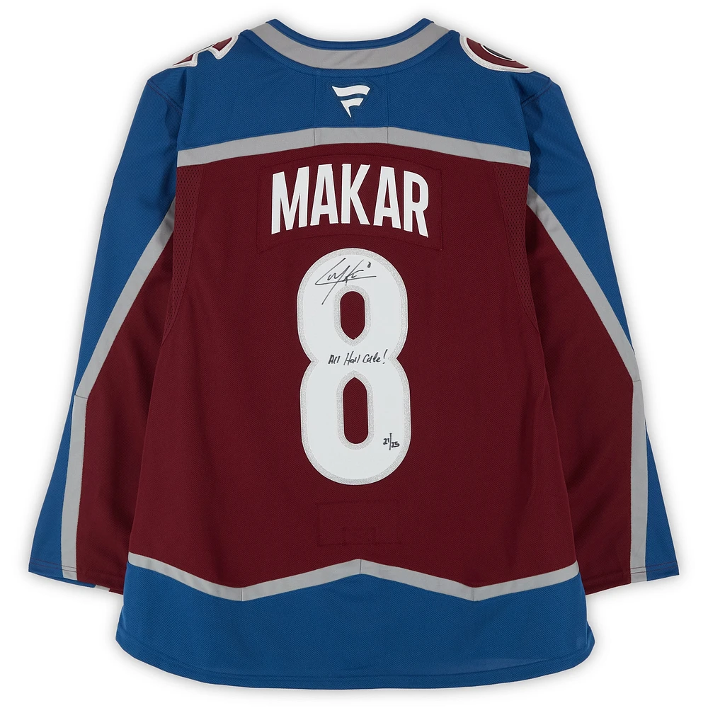 Cale Makar Colorado Avalanche Autographed Burgundy Fanatics Premium Jersey with "All Hail Cale!" Inscription - Limited Edition of 25