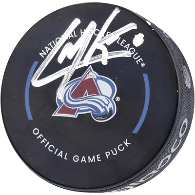 Rondelle de jeu officielle Inglasco 2022-23 autographiée par Cale Makar Colorado Avalanche