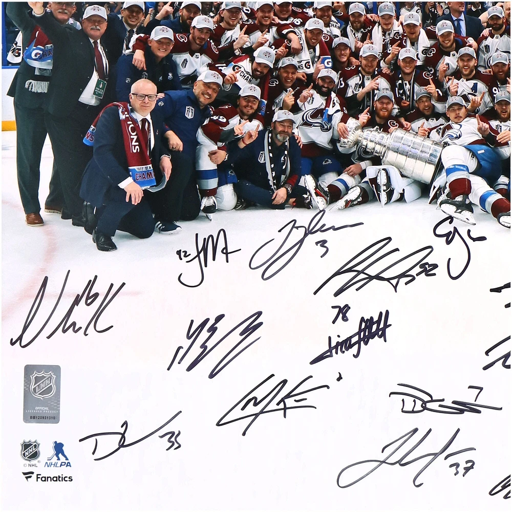 Colorado Avalanche Autographed Deluxe Framed 2022 Stanley Cup Champions 16" x 20" Team Photograph with Multiple Signatures