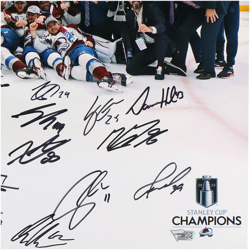 Colorado Avalanche Autographed Deluxe Framed 2022 Stanley Cup Champions 16" x 20" Team Photograph with Multiple Signatures