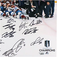 Colorado Avalanche Autographed Deluxe Framed 2022 Stanley Cup Champions 16" x 20" Team Photograph with Multiple Signatures