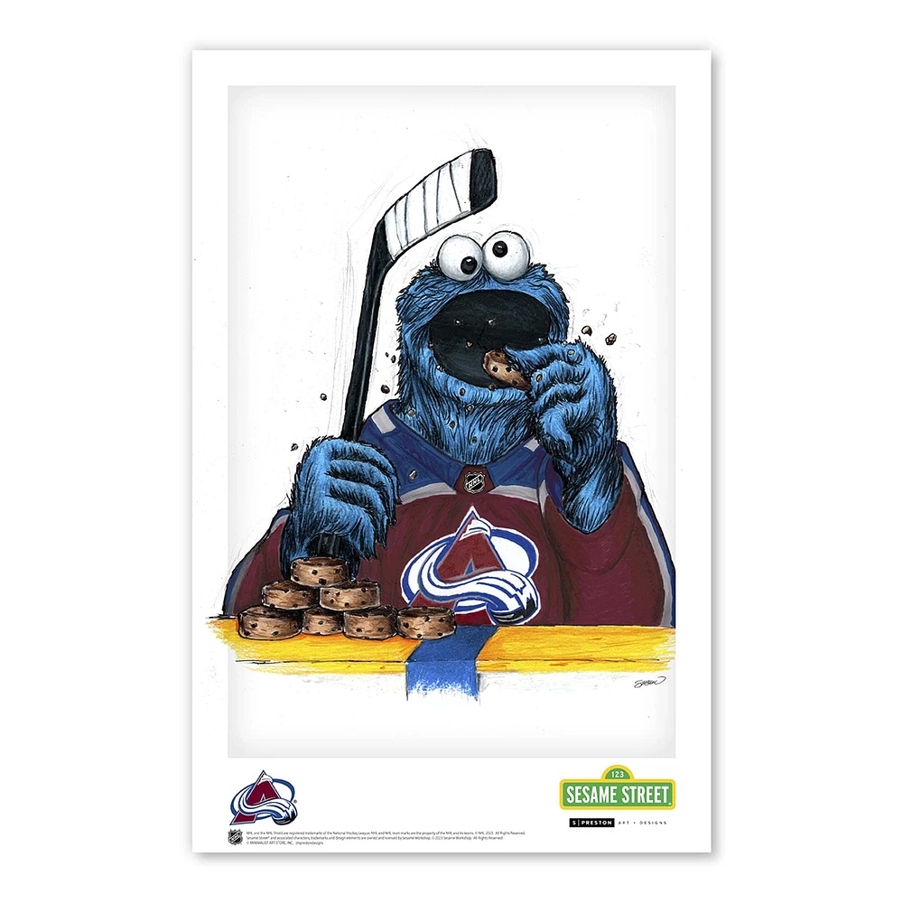 Cookie Monster Colorado Avalanche Sesame Street 11" x 17" Poster Print