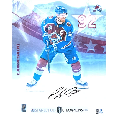 Gabriel Landeskog Colorado Avalanche Autographed 2022 Stanley Cup Champions 16" x 20" Mountain Panel Photograph