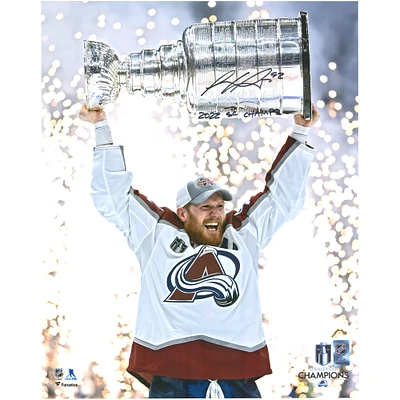 Gabriel Landeskog Colorado Avalanche Autographed 2022 Stanley Cup Champions 16" x 20" Raising Cup Photograph with "2022 SC Champs" Inscription