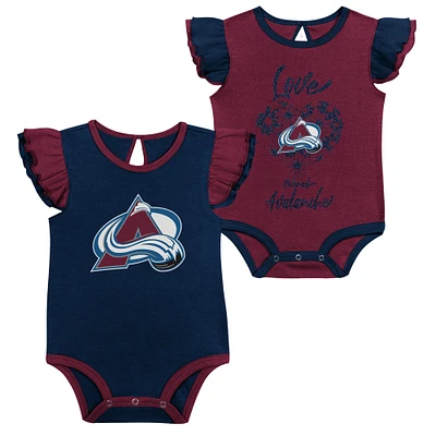 Girls Infant Burgundy/Navy Colorado Avalanche Two-Pack Training Bodysuit Set