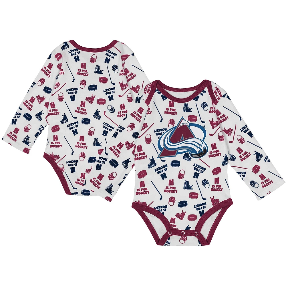 Body à manches longues pour bébé Colorado Avalanche Quick Learn blanc