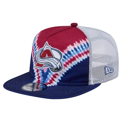 Casquette de golf ajustable V-Dye rétro New Era bleu marine/bordeaux Colorado Avalanche pour homme