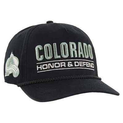 Casquette ajustable Hitch OHT Colorado Avalanche Black '47 pour homme, appréciation militaire, honneur et défense de la patrie