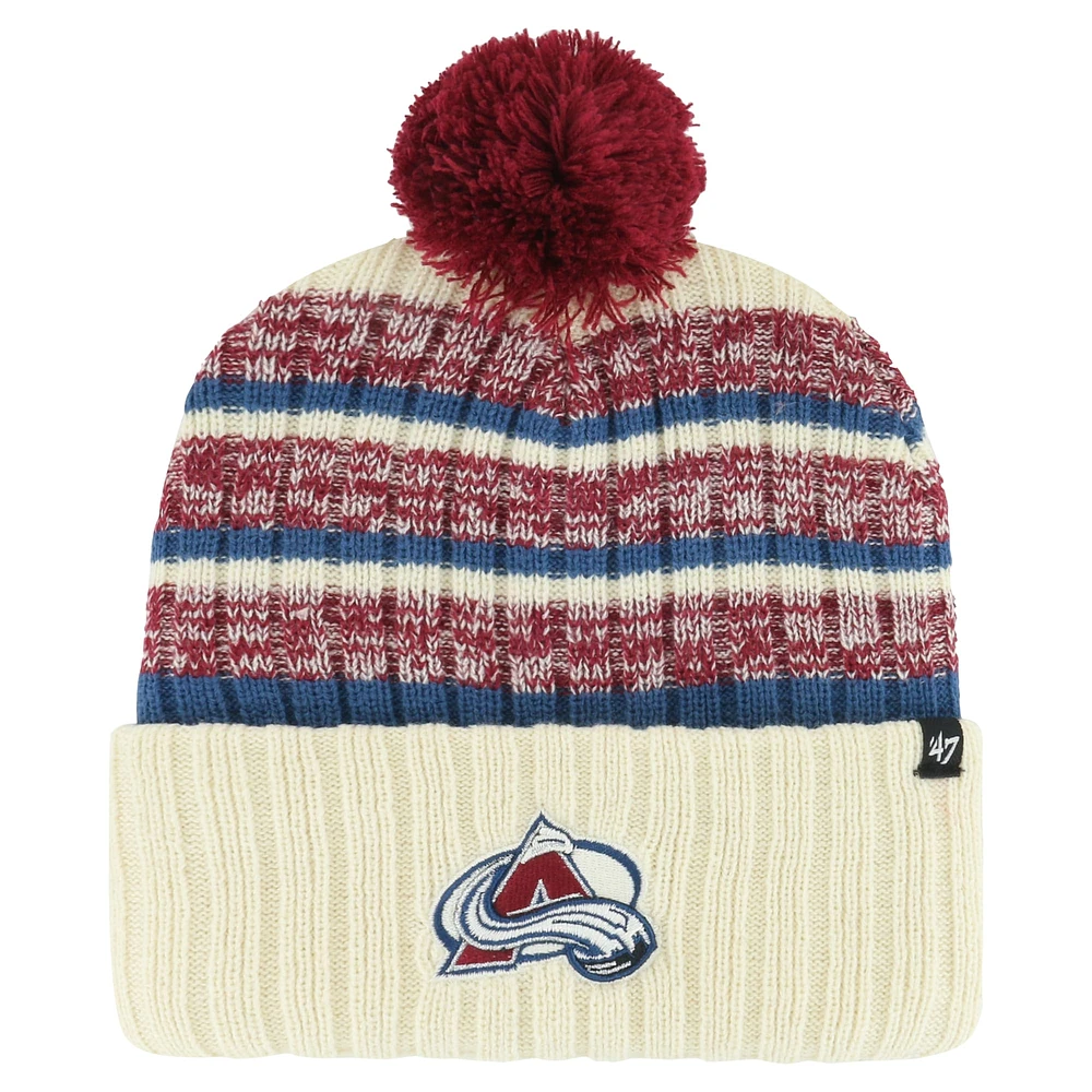 Men's '47 Cream Colorado Avalanche Tavern Cuffed Knit Hat with Pom