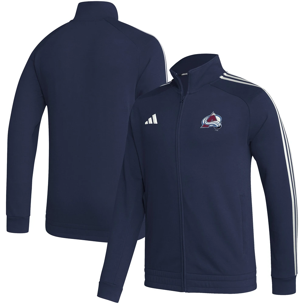 Veste de survêtement entièrement zippée adidas Colorado Avalanche Raglan pour hommes, bleu marine