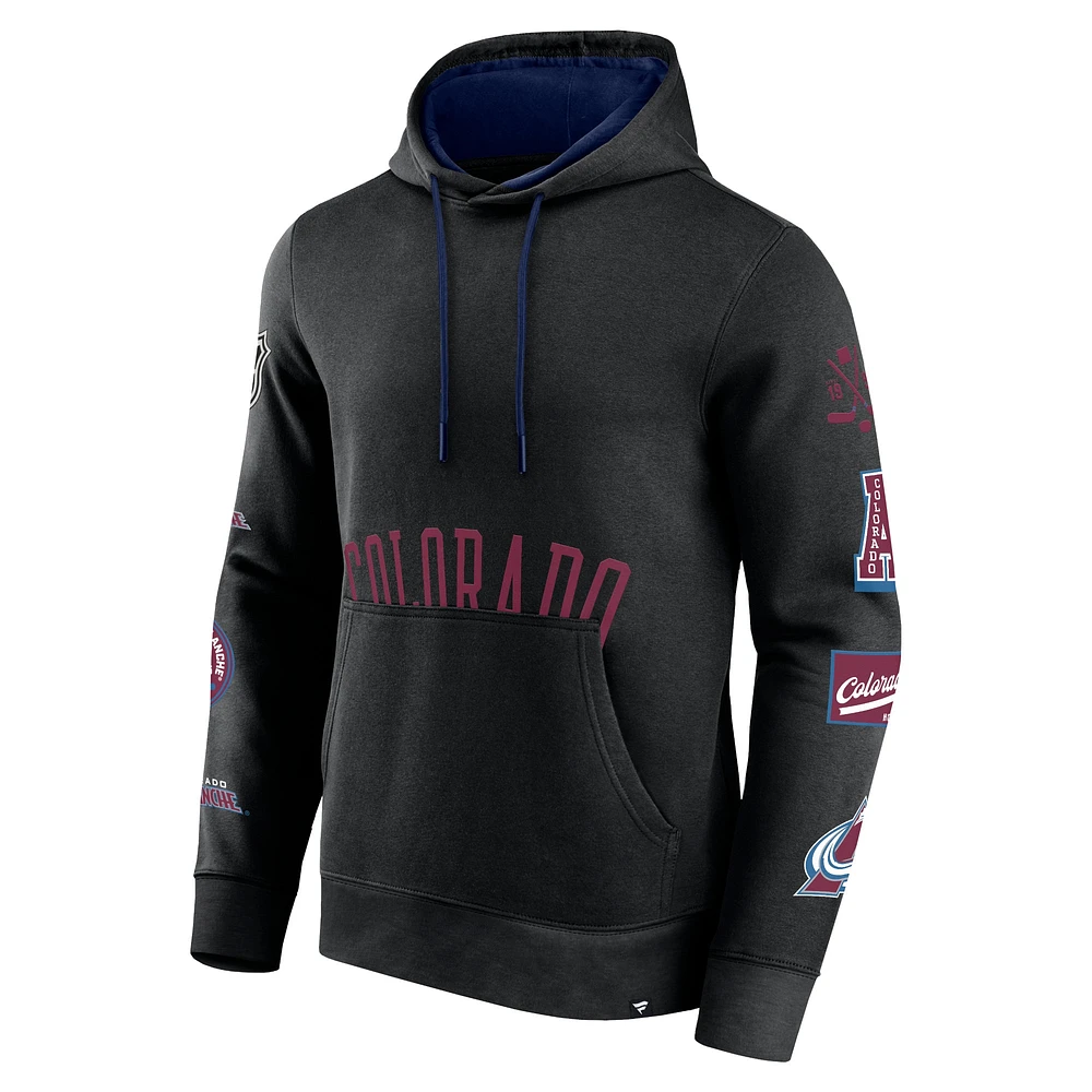 Men's Black Colorado Avalanche Wild Winner Fleece Pullover Hoodie