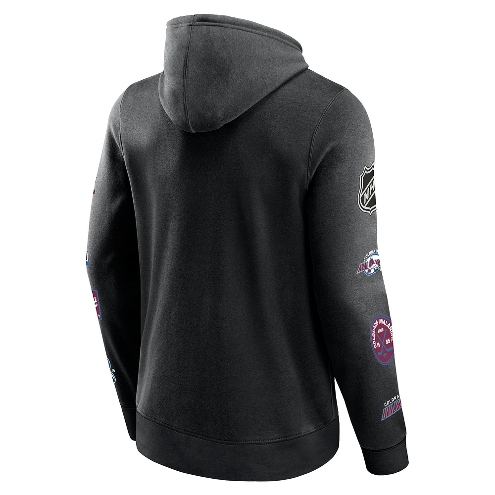 Men's Black Colorado Avalanche Wild Winner Fleece Pullover Hoodie