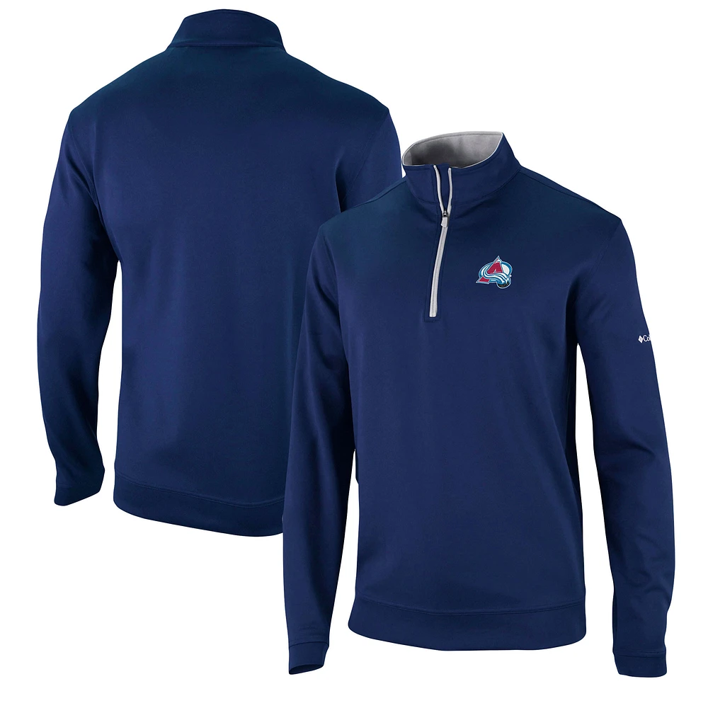 Men's Columbia Navy Colorado Avalanche Wickham Hills Omni-Wick Quarter-Zip Jacket