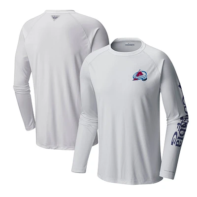 T-shirt blanc à manches longues Columbia Avalanche Terminal Tackle Omni-Shade Raglan pour hommes