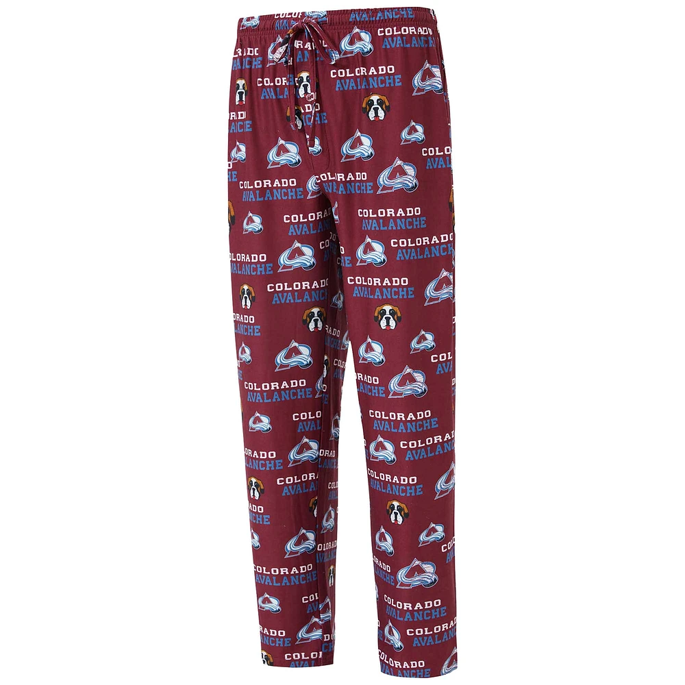 Men's Concepts Sport  Burgundy Colorado Avalanche All Over Print Knit Pants