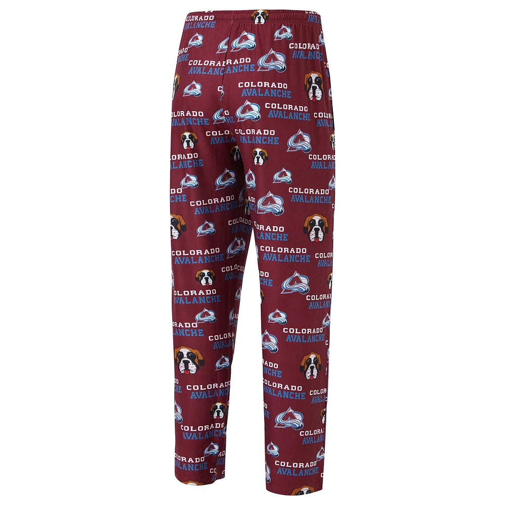 Men's Concepts Sport  Burgundy Colorado Avalanche All Over Print Knit Pants