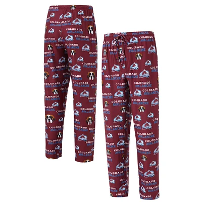 Men's Concepts Sport  Burgundy Colorado Avalanche All Over Print Knit Pants