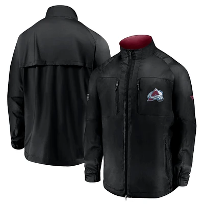 Veste noire entièrement zippée Fanatics pour hommes Colorado Avalanche Authentic Pro Locker Room Rink Raglan