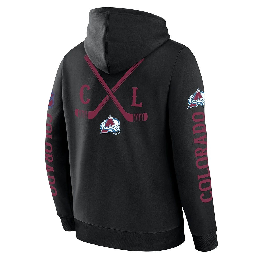 Men's Fanatics Black Colorado Avalanche Big City Legacy Fleece Pullover Hoodie