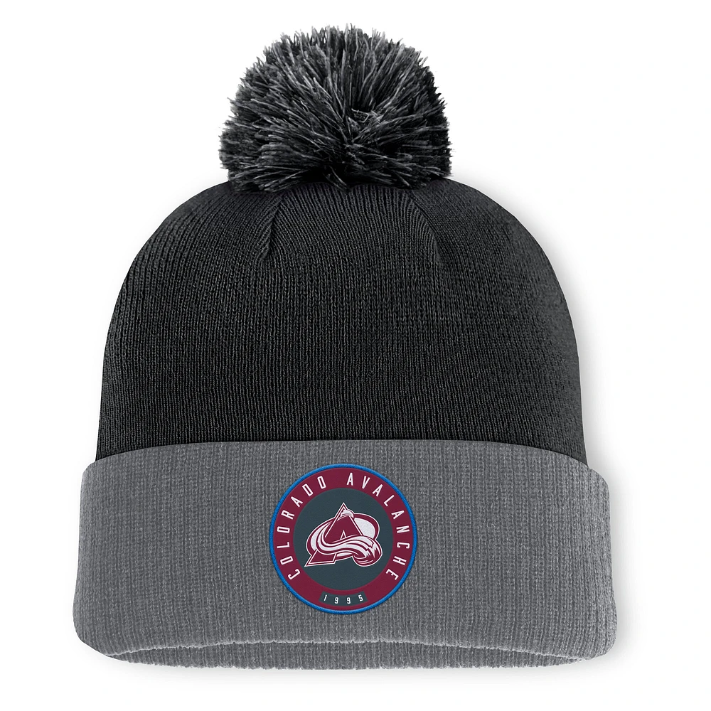 Men's Fanatics  Black Colorado Avalanche Cuffed Knit Hat with Pom