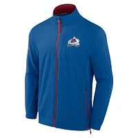 Veste d'entraîneur entièrement zippée Fanatics Blue Colorado Avalanche Authentic Pro Rink pour homme