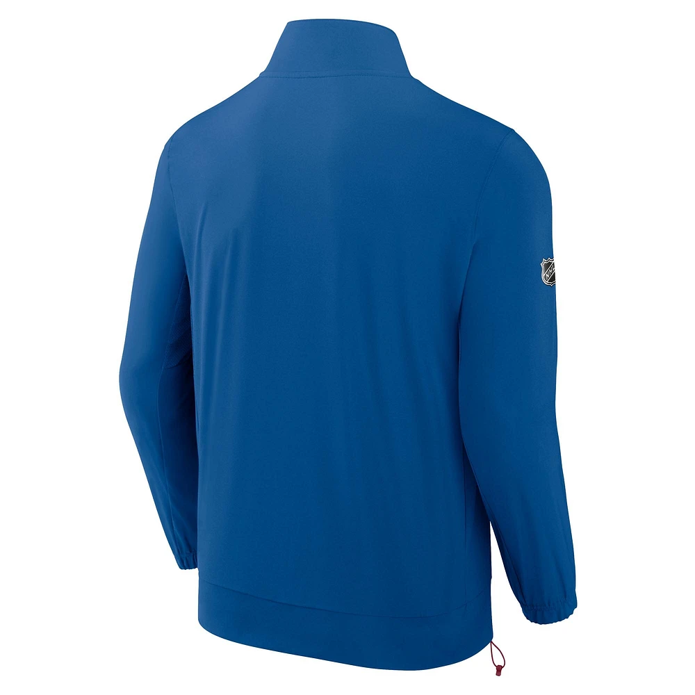 Veste d'entraîneur entièrement zippée Fanatics Blue Colorado Avalanche Authentic Pro Rink pour homme