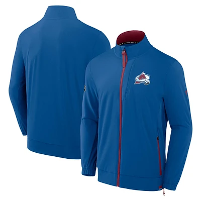 Veste d'entraîneur entièrement zippée Fanatics Blue Colorado Avalanche Authentic Pro Rink pour homme