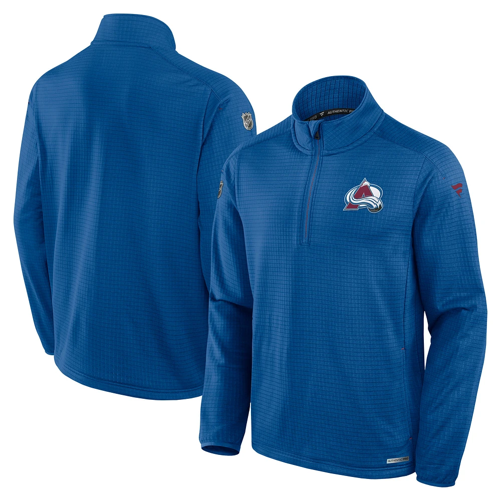 Haut à enfiler glissière quart de tour Authentic Pro Rink bleu Colorado Avalanche Fanatics pour homme