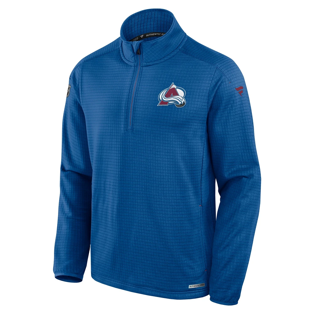 Men's Fanatics  Blue Colorado Avalanche Authentic Pro Rink Quarter-Zip Pullover Top