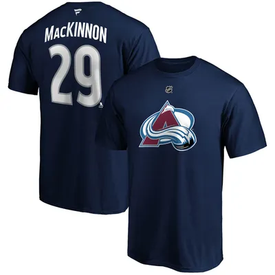 Nathan MacKinnon Colorado Avalanche Fanatics Branded Authentic Stack Name & Number T-Shirt - Navy