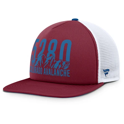 Casquette de camionneur à pression en mousse Fanatics bordeaux/bleu Colorado Avalanche Authentic Pro Hometown Rink pour homme