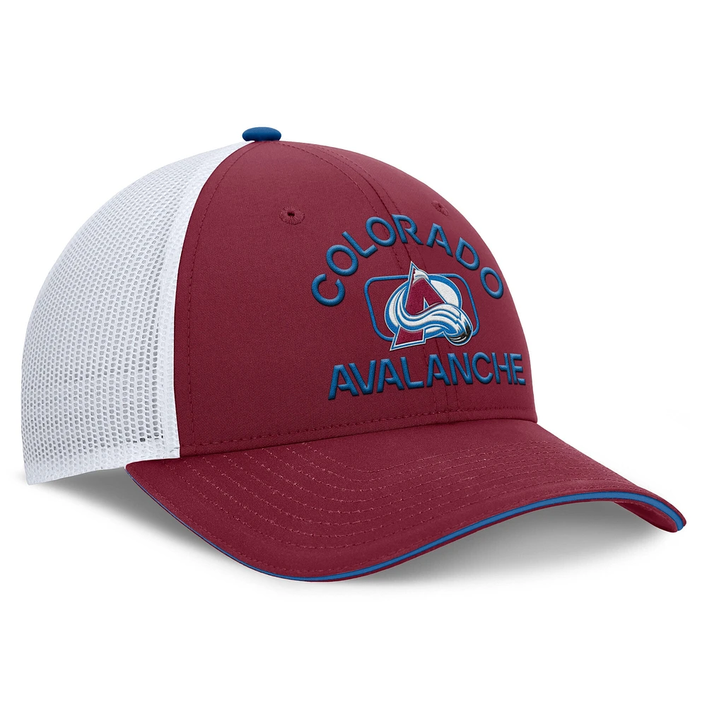 Men's Fanatics Burgundy/White Colorado Avalanche Authentic Pro Rink Trucker Hat