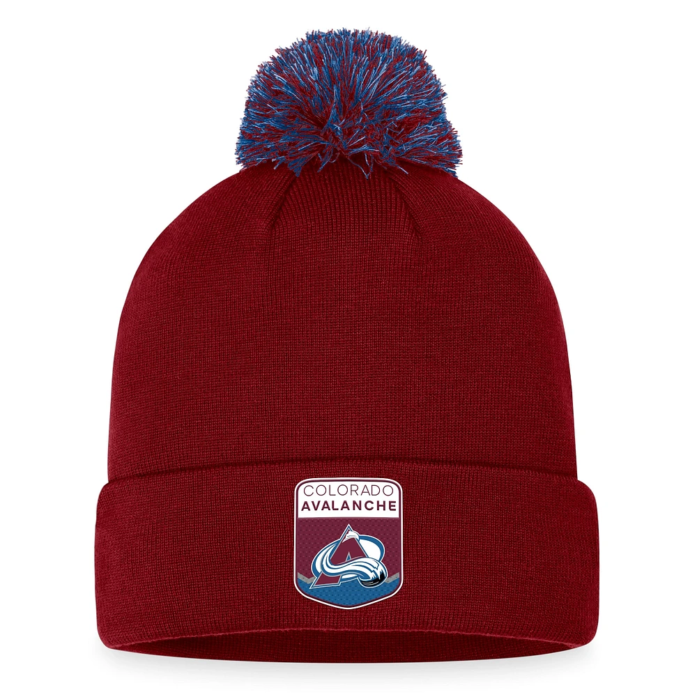 Men's Fanatics Burgundy Colorado Avalanche NHL Draft Cuffed Knit Hat with Pom