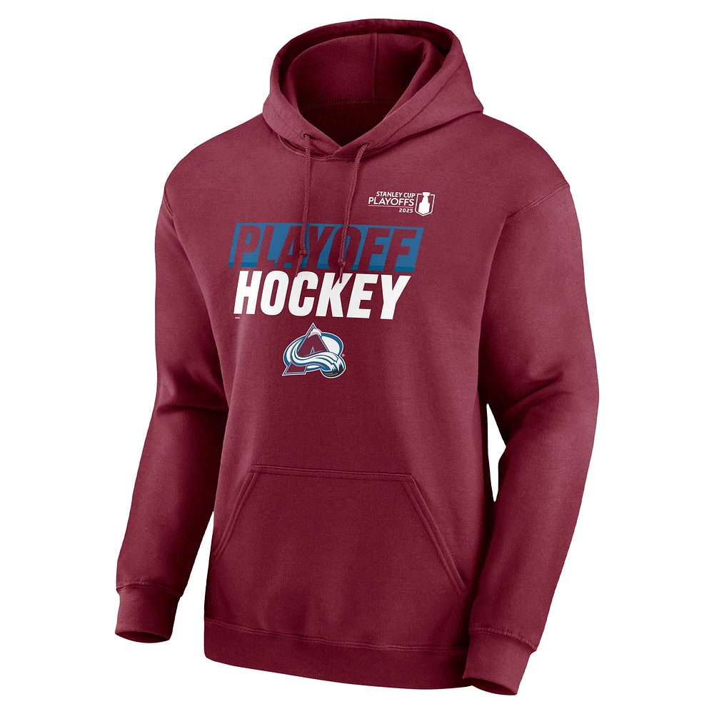 Men's Fanatics Burgundy Colorado Avalanche 2025 Stanley Cup Playoffs Breakout Fleece Pullover Hoodie