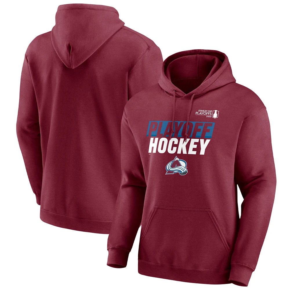 Men's Fanatics Burgundy Colorado Avalanche 2025 Stanley Cup Playoffs Breakout Fleece Pullover Hoodie