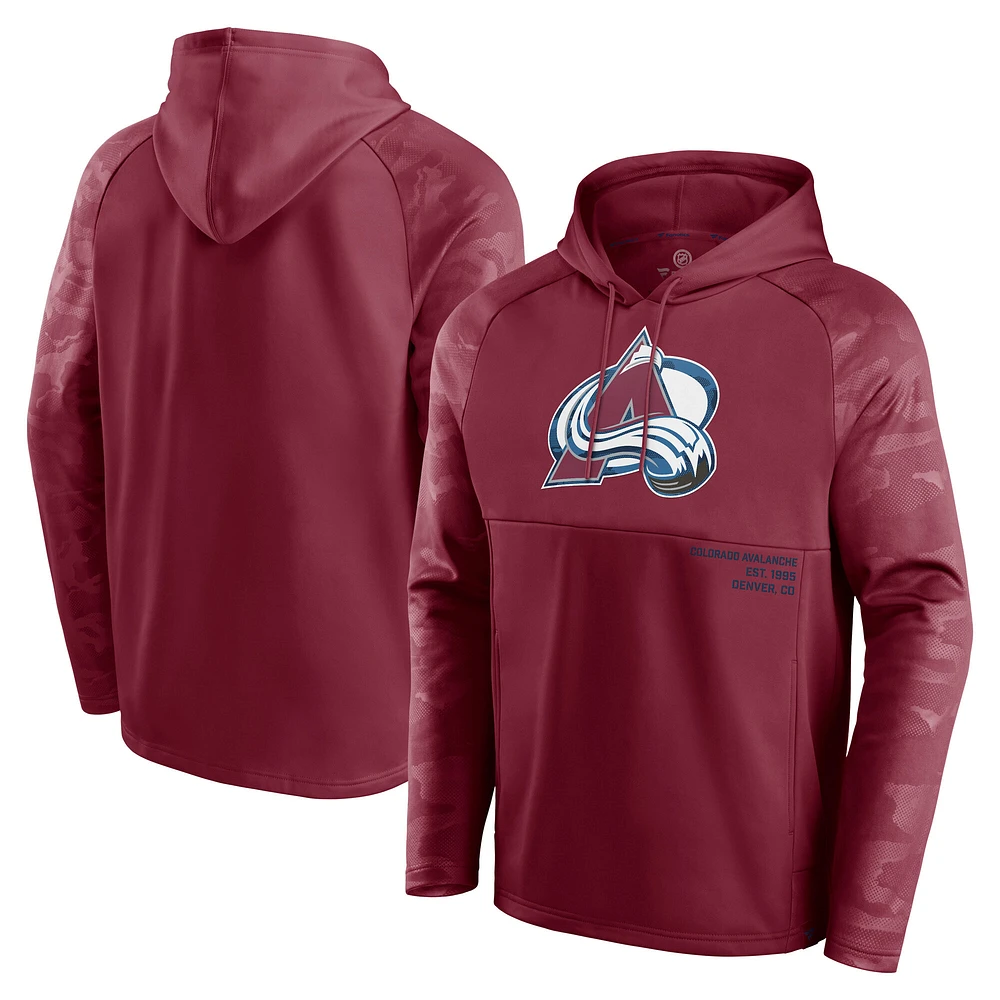 Men's Fanatics Burgundy Colorado Avalanche Shade Defender Raglan Pullover Hoodie