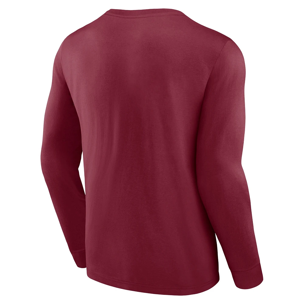 Men's Fanatics Burgundy Colorado Avalanche Strike the Goal Long Sleeve T-Shirt