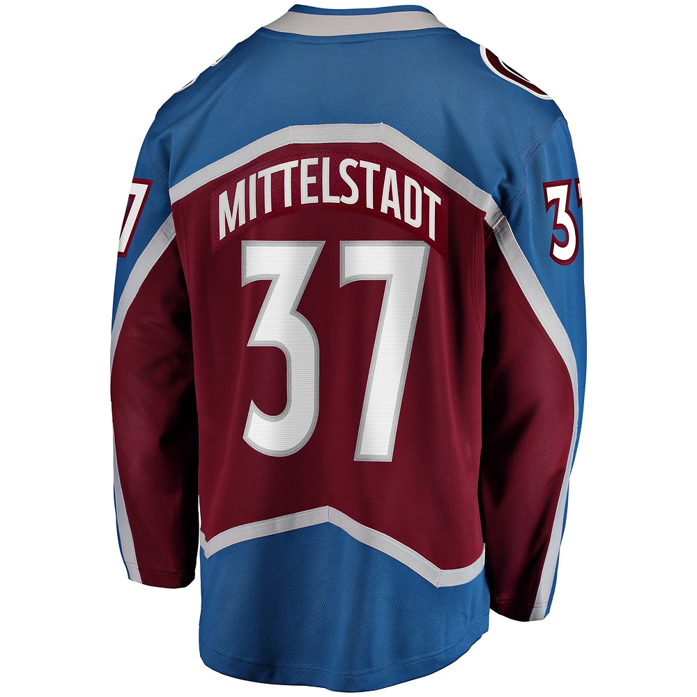 Fanatics pour hommes Casey Mittelstadt Bourgogne Colorado Avalanche Home Breakaway Maillot