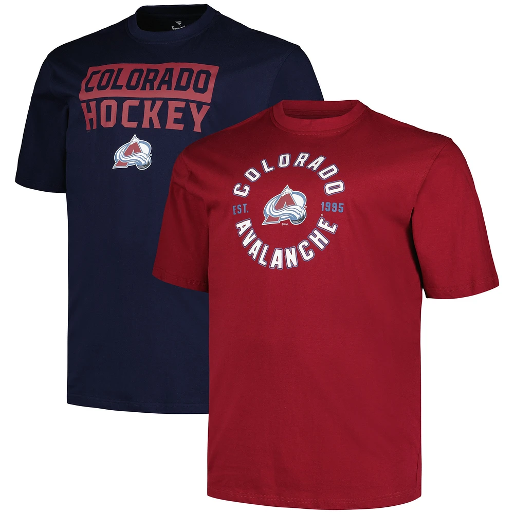 Ensemble de 2 t-shirts Fanatics Colorado Avalanche Big & Tall pour hommes